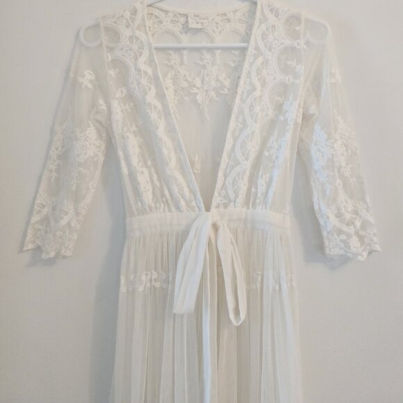 Spell & the Gypsy Bride Canyon Moon Mesh Duster Kimono Cape Robe White XS b199 - Picture 6 of 16